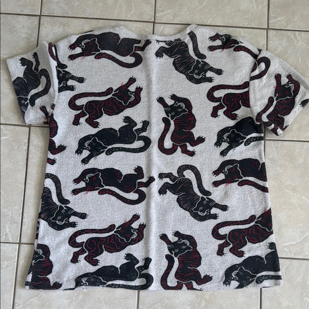 Zara Tops | Zara Tiger Print Crew Neck Short Sleeve Top